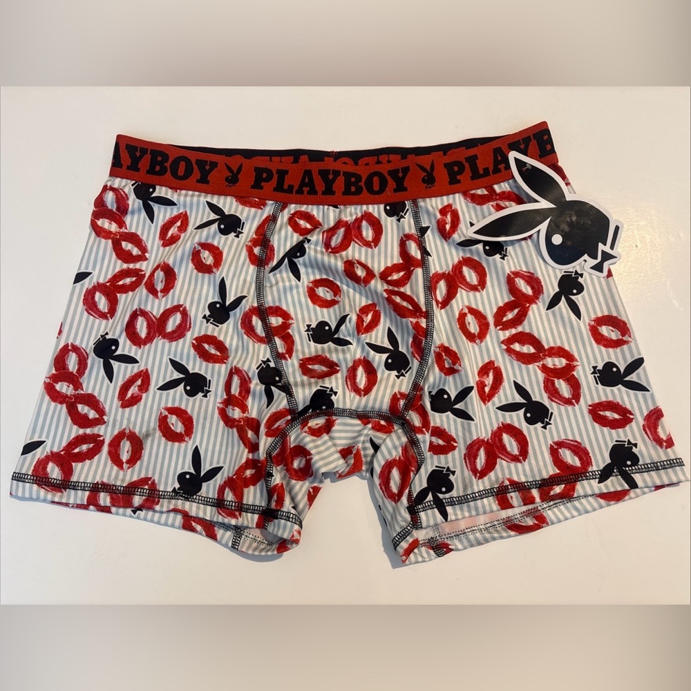 Playboy Bunny Valentine’s Boxer Briefs Size Large Lips  Underwear NEW